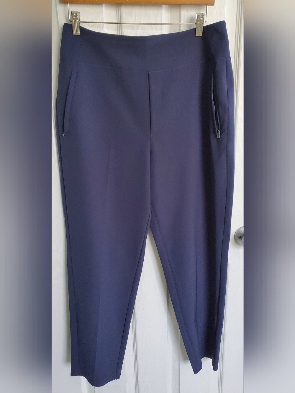 Athleta Endless Rise High Rise Pull-On Pants Women's 12 Navy Blue Zip Pockets